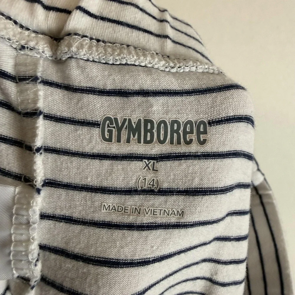 Gymboree Leggings Girls 14 White Stripe Jersey Ankle Elastic Waist Spring